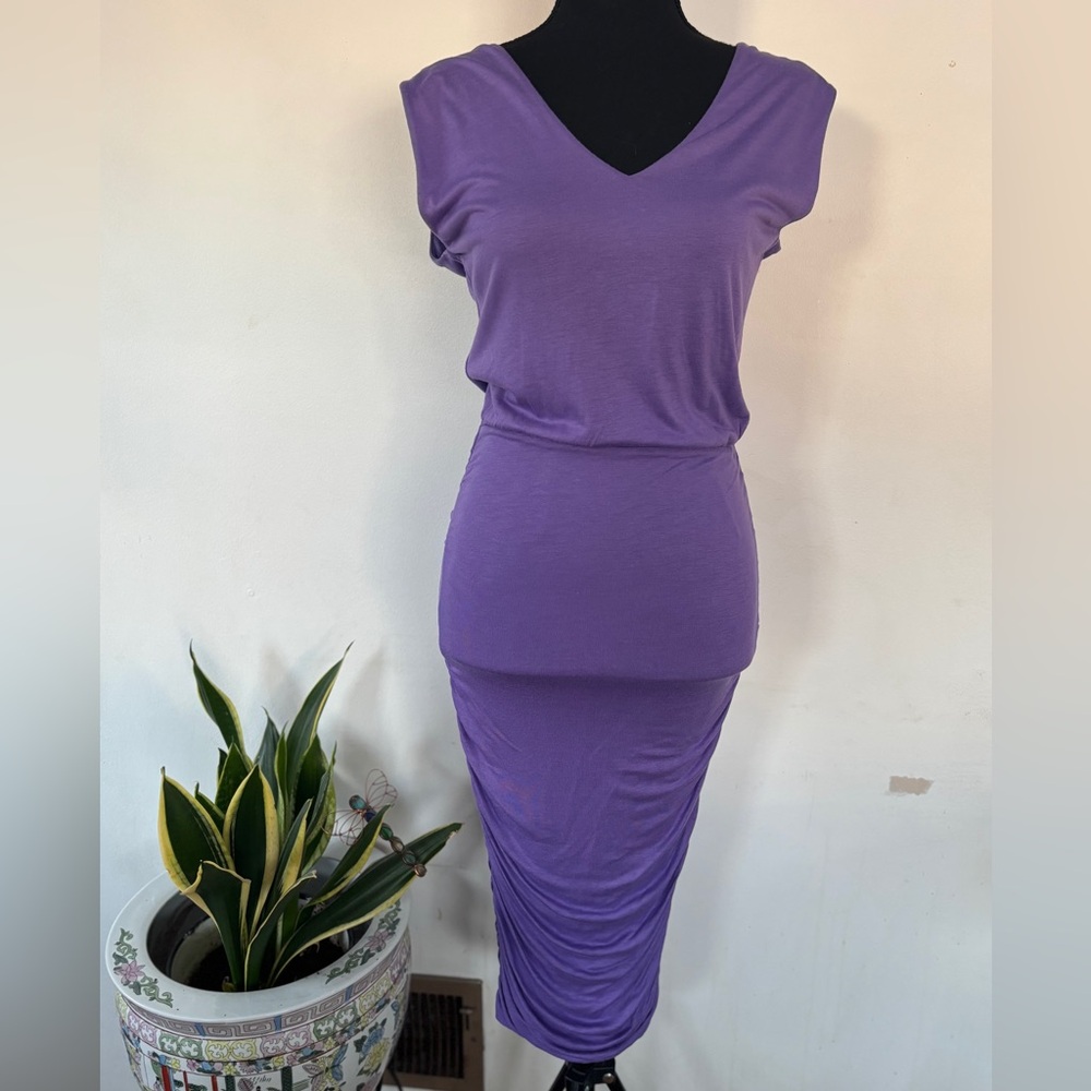 Alice + Olivia By Stacey Bendet ruched bodycon dress purple Party Wedding size S - Picture 2 of 6